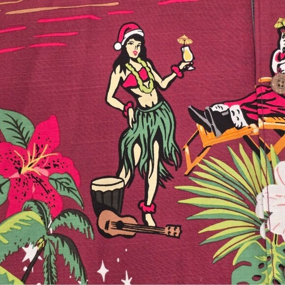 Tommy Bahama Shirt Mens Size XXL Hawaiian Christmas Silk Casual Button Up - Picture 4 of 6